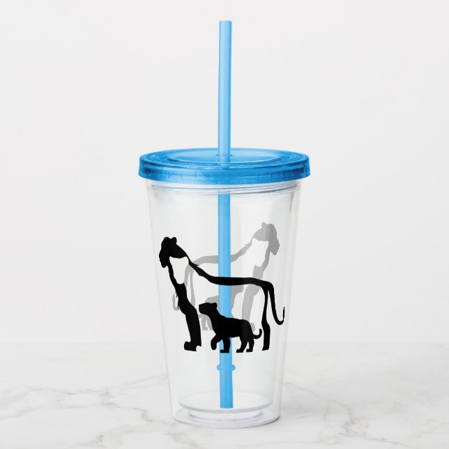 Vaso Acrílico Leones blancos y negros (Anverso)