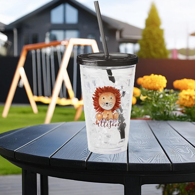 Vaso Acrílico Leones dibujados a mano, chicos personalizados (Subido por el creador)