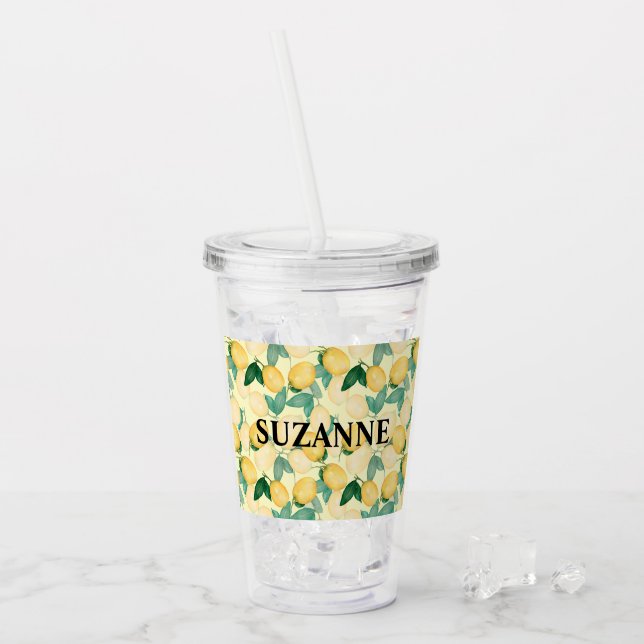 Vaso Acrílico Leones y hojas elegantes y personalizadas personal (Anverso (hielo))
