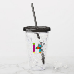 Vaso Acrílico Letra H en una letra coloreada