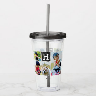 Vaso Acrílico Letra inicial del monograma de encargo de la foto