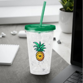 Vaso Acrílico Letra moderna de nombre personalizada verde piña