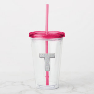 Vaso Acrílico Letra plateada T