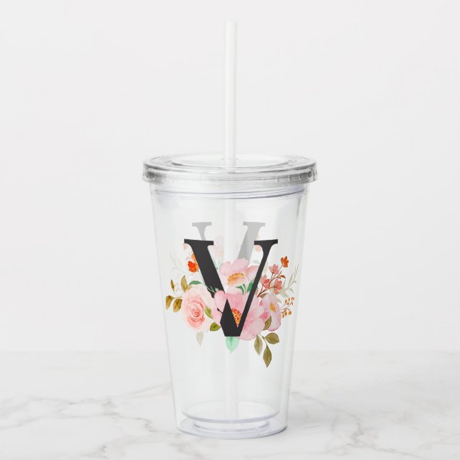 Vaso Acrílico Letra V (Anverso)