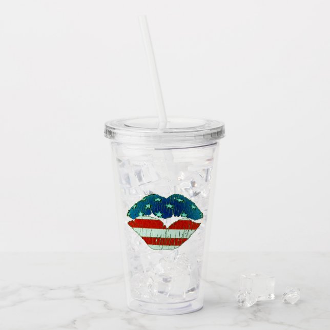 Vaso Acrílico Levantamientos de la bandera estadounidense (Anverso (hielo))