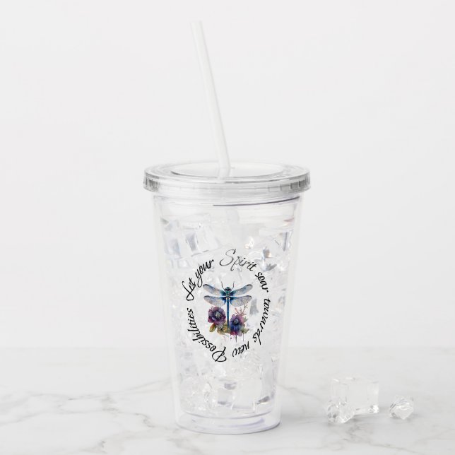 Vaso Acrílico Libélula - espíritu de nuevas posibilidades (Anverso (hielo))