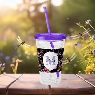 Vaso Acrílico libélulas coloridas personalizadas 