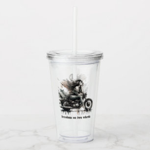 Vaso Acrílico libertad en dos ruedas - diseño de jinete de copa