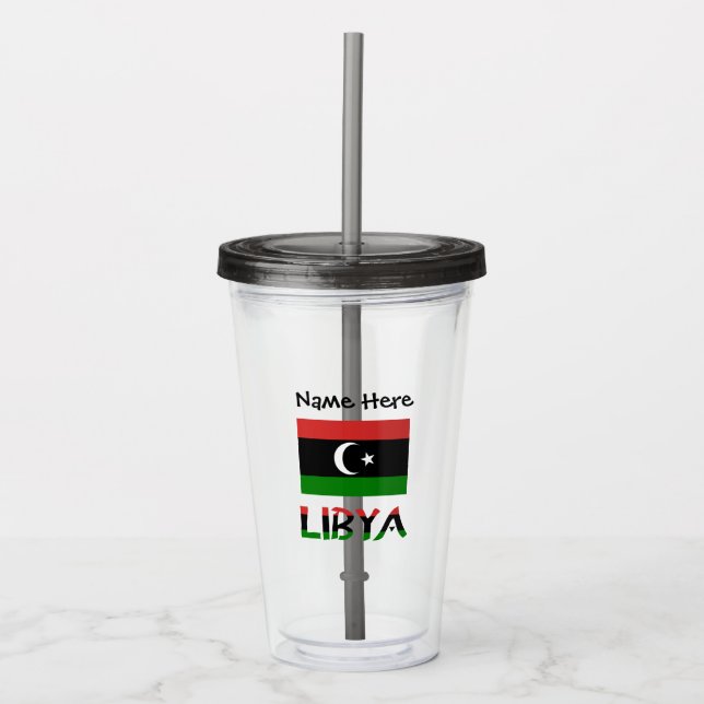 Vaso Acrílico Libia Bandera Libia Personalizada  (Anverso)