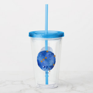 Vaso Acrílico Libra Watercolor Night Sky Constellation Zodiac