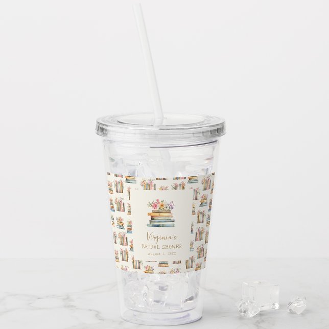 Vaso Acrílico Libros de Flores Silvestres Desayuno Nupcial (Wildflower Books Bridal Shower Acrylic Tumbler by Painted Paperie
)