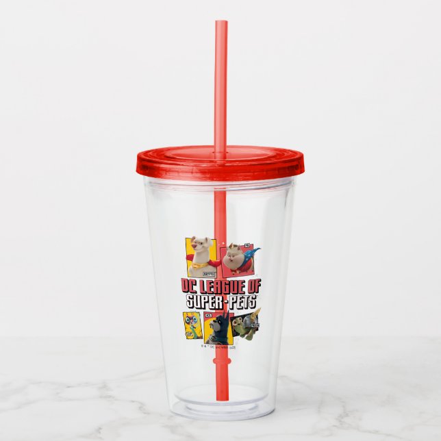 Vaso Acrílico Liga DC de SuperMascotas (Anverso)