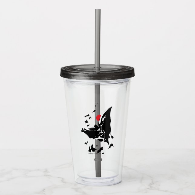 Vaso Acrílico Liga de la Justicia | Batman en la nube de arte po (Anverso)