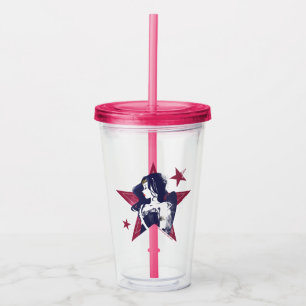 Vaso Acrílico Liga de la Justicia  Mujer Maravilla y arte pop de
