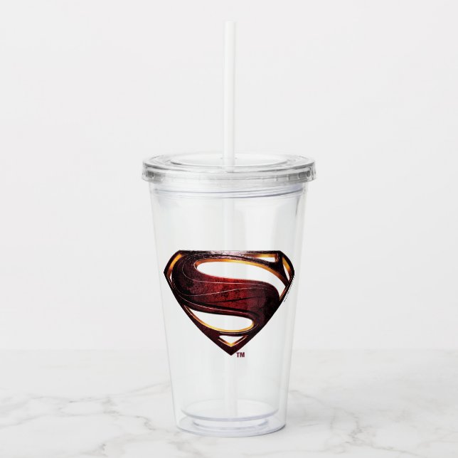 Vaso Acrílico Liga de la Justicia | Símbolo de superman metálico (Anverso)