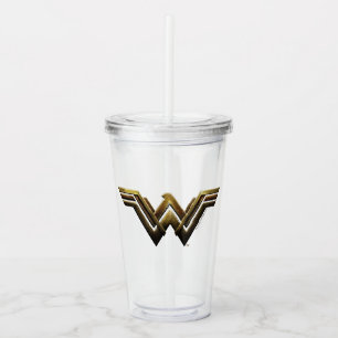 Vaso Acrílico Liga de la Justicia Símbolo metálico de mujer mar