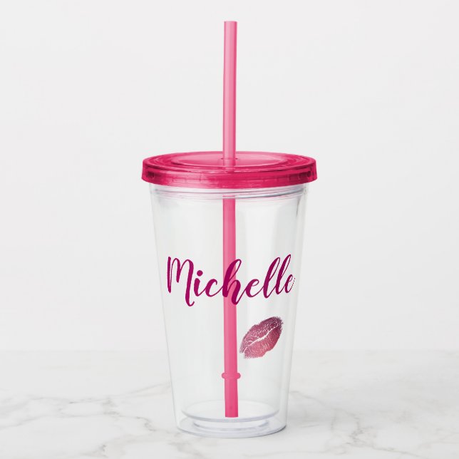 Vaso Acrílico Límites rosados de Fuchsia (Anverso)