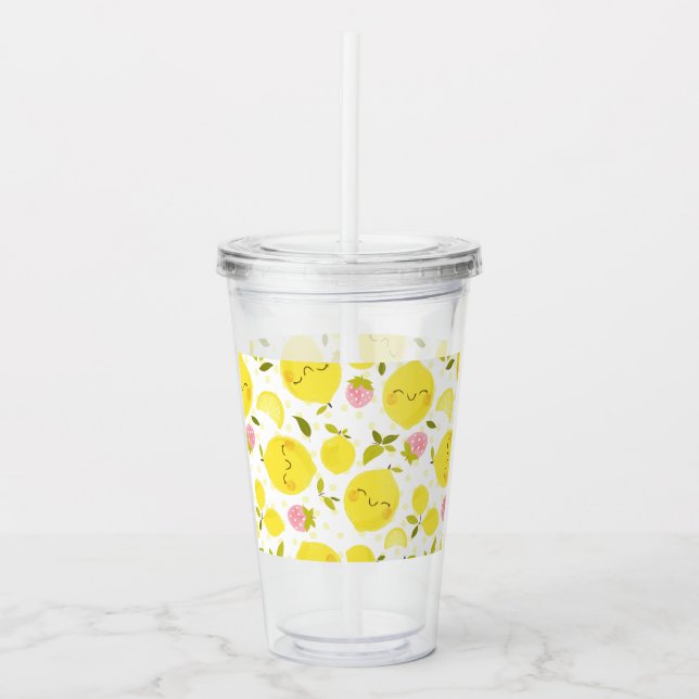 Vaso Acrílico Limón blanco de fresa (Anverso)