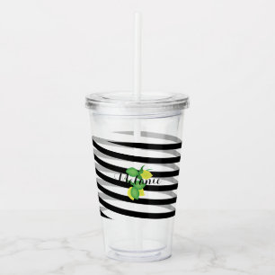 Vaso Acrílico Limoncillo de Limón y Lima con Rayas de Cinta Mono