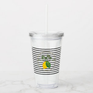 Vaso Acrílico Limoncillo de rayas con monograma de limón lima mo