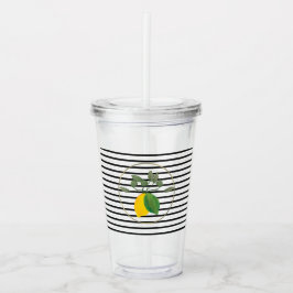 Vaso Acrílico Limoncillo limón moderno franjas Monograma