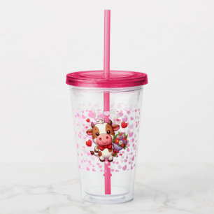 Vaso Acrílico Linda vaca del día de San Valentín