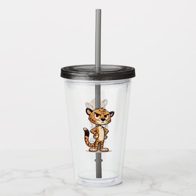 Vaso Acrílico lindo guepardo descontento (Anverso)
