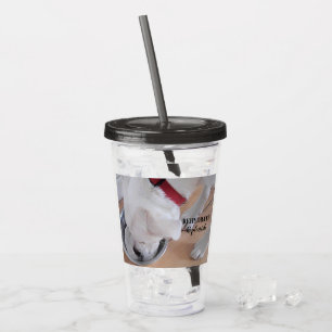 Vaso Acrílico Lindo Labrador Blanco Mezcla de Perro Cachorro Beb