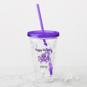 Vaso Acrílico Lindo pulpo morado verde