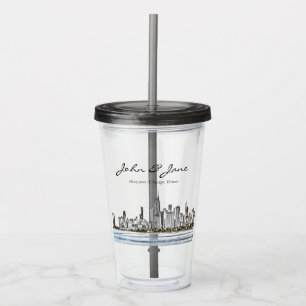 Vaso Acrílico Línea aérea personalizada de Chicago