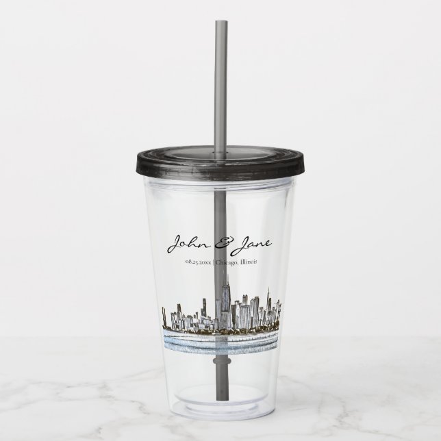 Vaso Acrílico Línea aérea personalizada de Chicago (Anverso)