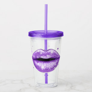 Vaso Acrílico Lipas de amor púrpura purpurina