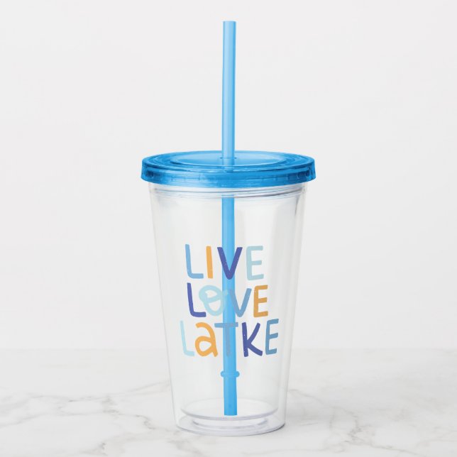 Vaso Acrílico Live Love Latke Hanukkah Design (Anverso)