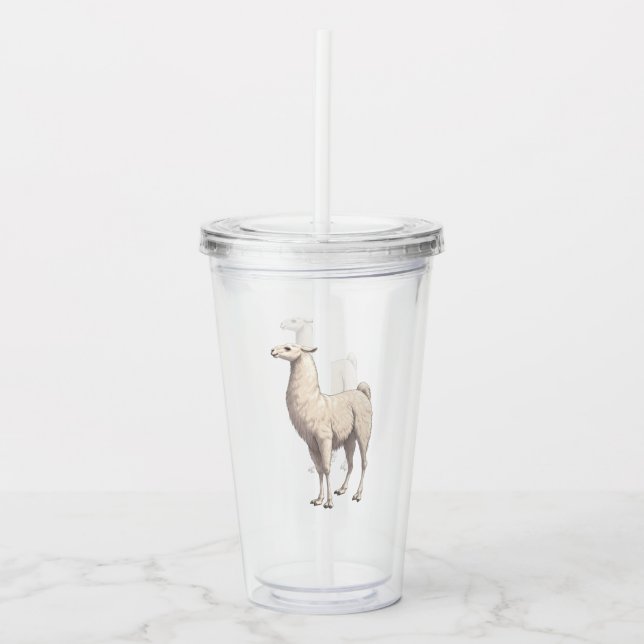 Vaso Acrílico Llama blanca (Anverso)