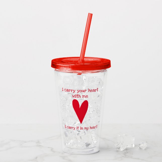 Vaso Acrílico Llevo su corazón conmigo poema del | de E.E. (Reverso (hielo))
