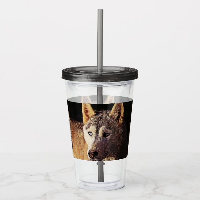 Vaso Acrílico lobo animal de smartmix (Anverso)