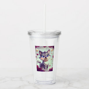 Vaso Acrílico Lobo juguetón