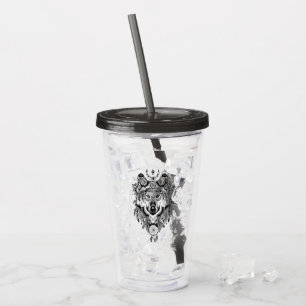 Vaso Acrílico Lobo tribal indio