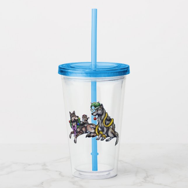 Vaso Acrílico Lobos de vacaciones (Anverso)