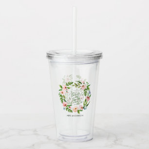 Vaso Acrílico Locura floral rosa de Rubor gracias profesor