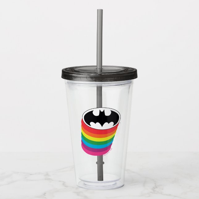 Vaso Acrílico Logo de arco iris en capas de Batman (Anverso)