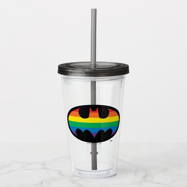 Vaso Acrílico Logo de Batman Rainbow (Anverso)