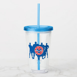 Vaso Acrílico Logo de la Liga de la Justicia y fondo de carácter