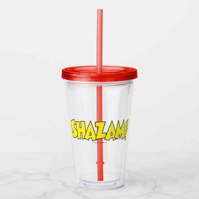 Vaso Acrílico Logo de Shazam Amarillo (Anverso)