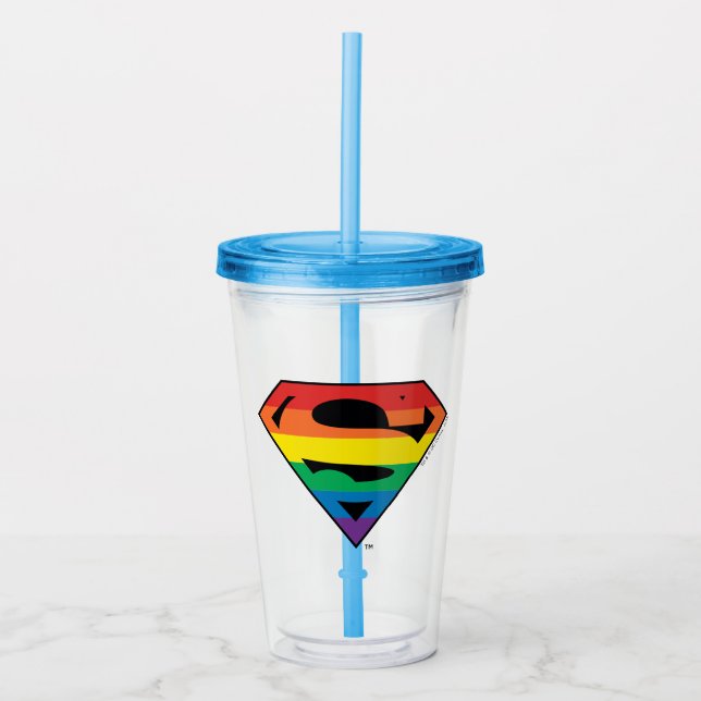 Vaso Acrílico Logo de Superman Rainbow (Anverso)