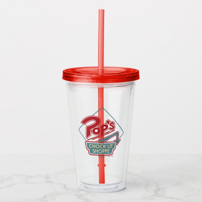 Vaso Acrílico Logo rojo de la tienda "chock'Lit" del Pop (Anverso)