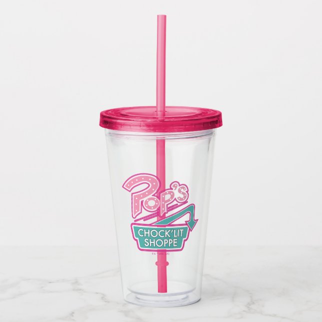 Vaso Acrílico Logo rosa de la tienda "chock'Lit" del Pop (Anverso)