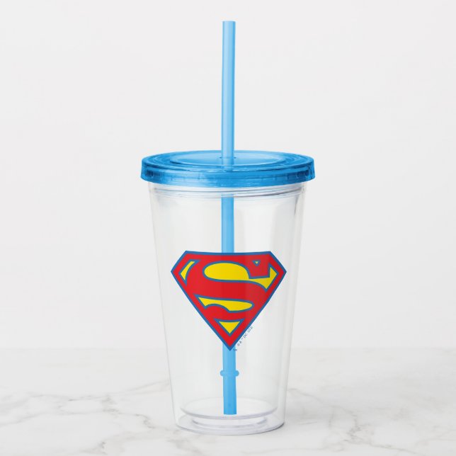 Vaso Acrílico Logo superchica clásica con contorno azul (Anverso)