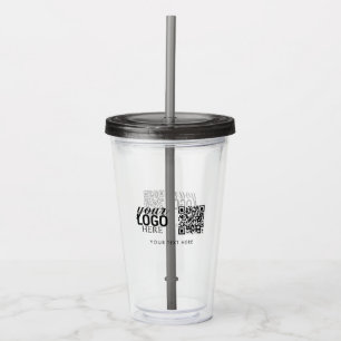 Vaso Acrílico Logotipo comercial Código QR y regalo de texto par