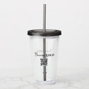 Vaso Acrílico Logotipo comercial de la empresa y código QR